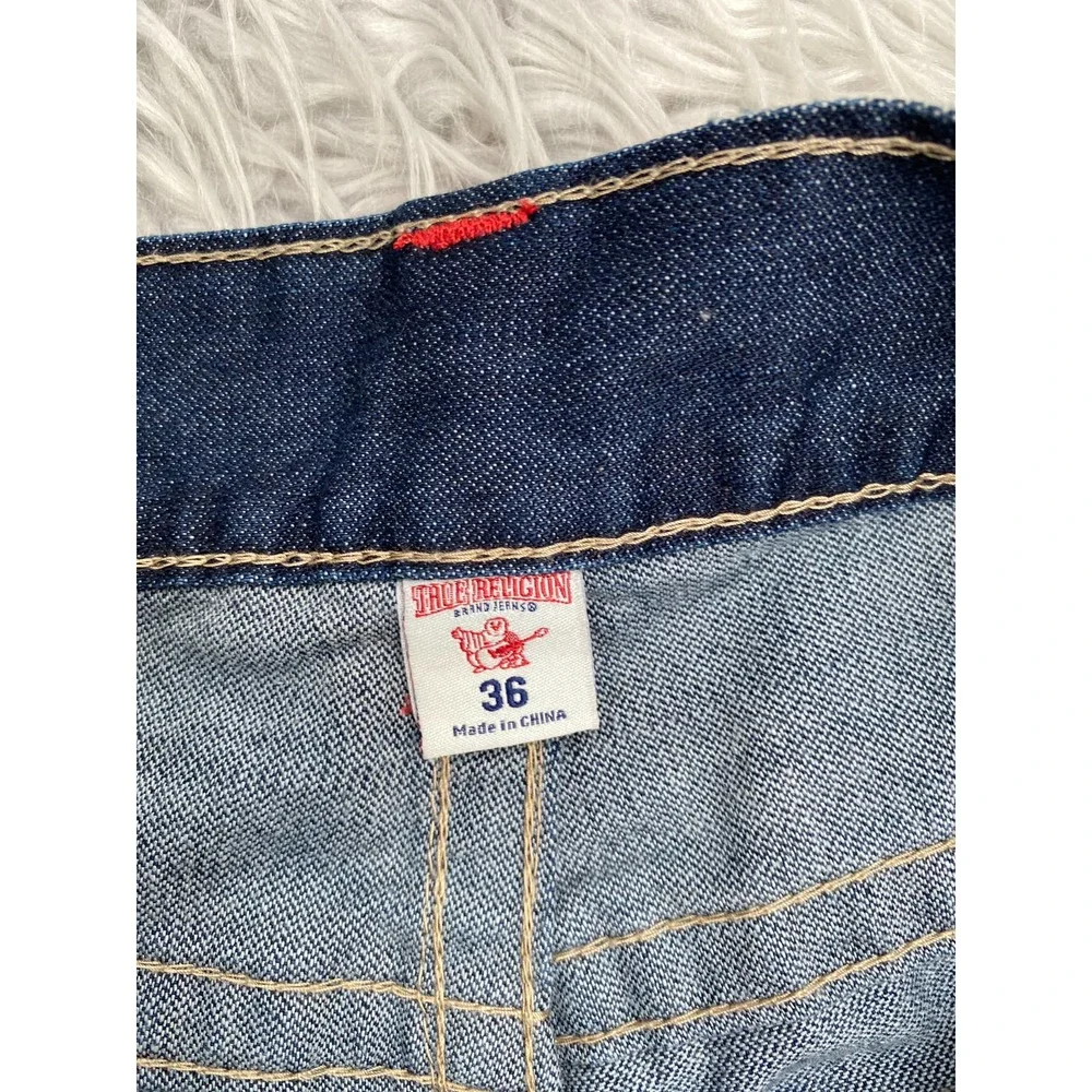 True Religion Moto Jeans Sz 36 Relaxed Straight Dark Wash